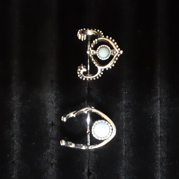 Blue Stone Antler Rings - Picture 1 of 4